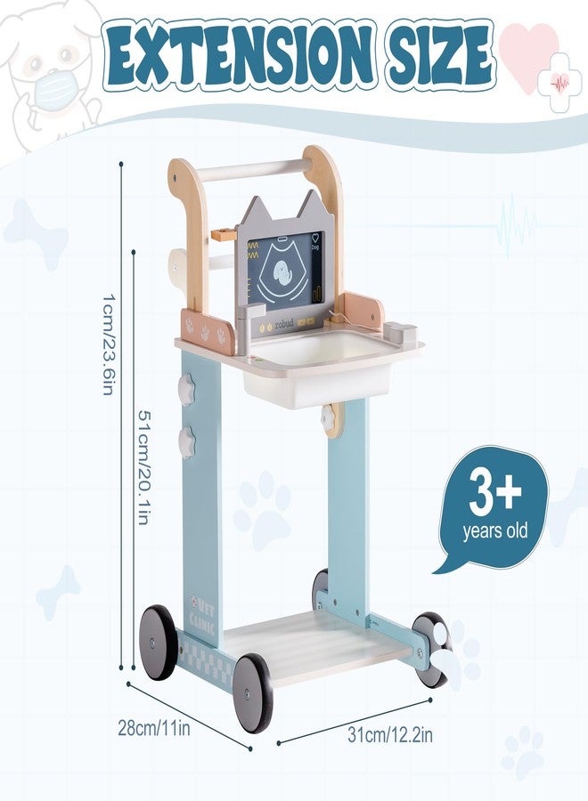 ROBUD Toddler Doctor Play Set, Complete Doctor Kit for Kids with Adjustable Height and Medical Tools, Wooden Pretend Play Pet Doctor Cart for Kids Aged 3+, Vet Kit for Imaginative Role Play Fun - Image 3